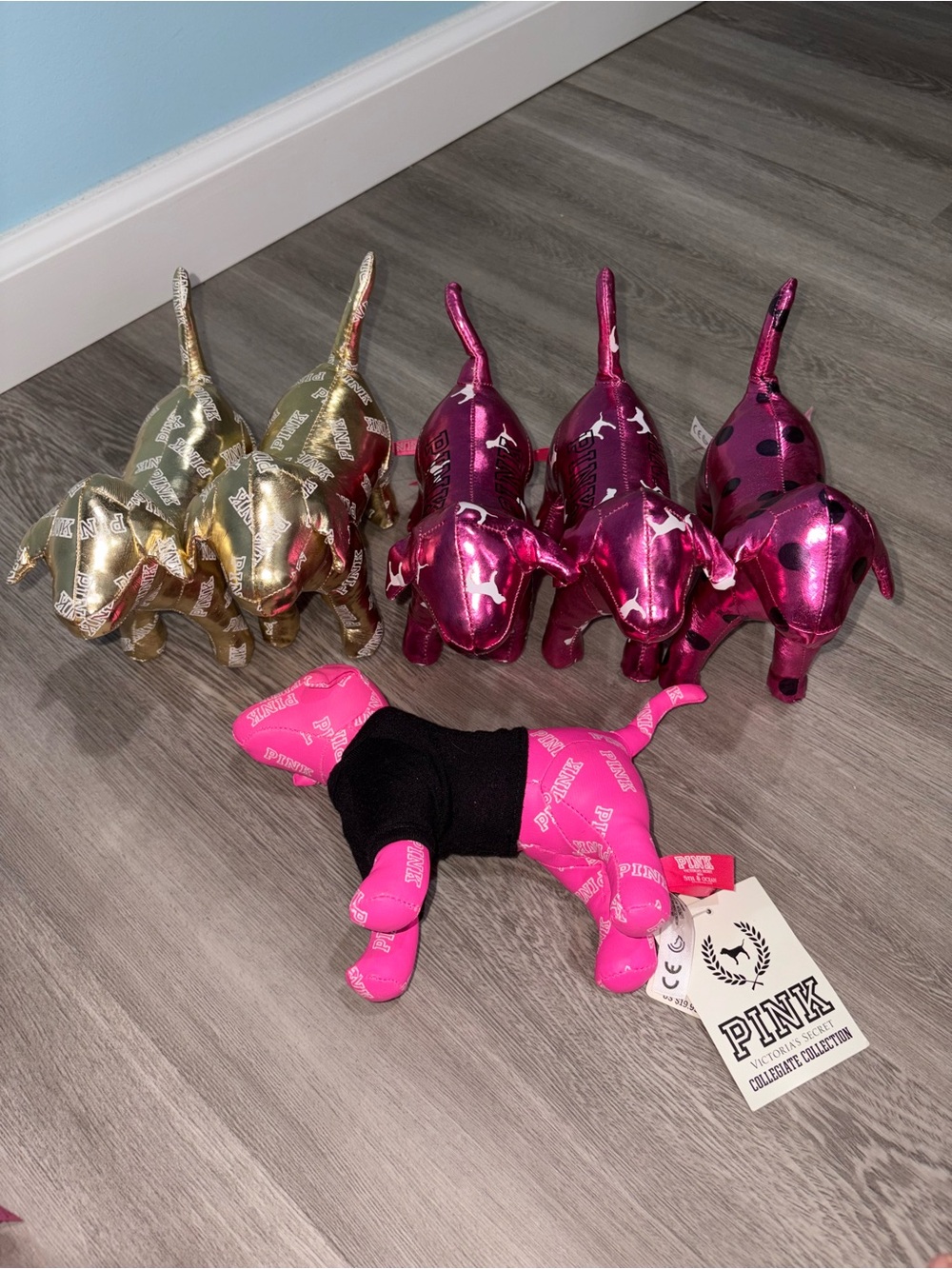 PINK Victoria's Secret Plush Dog Keychain - Hot Pink
